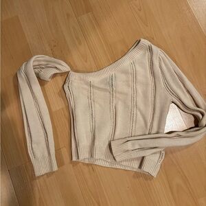 Forever 21 Cream Off-Shoulder Knit Sweater